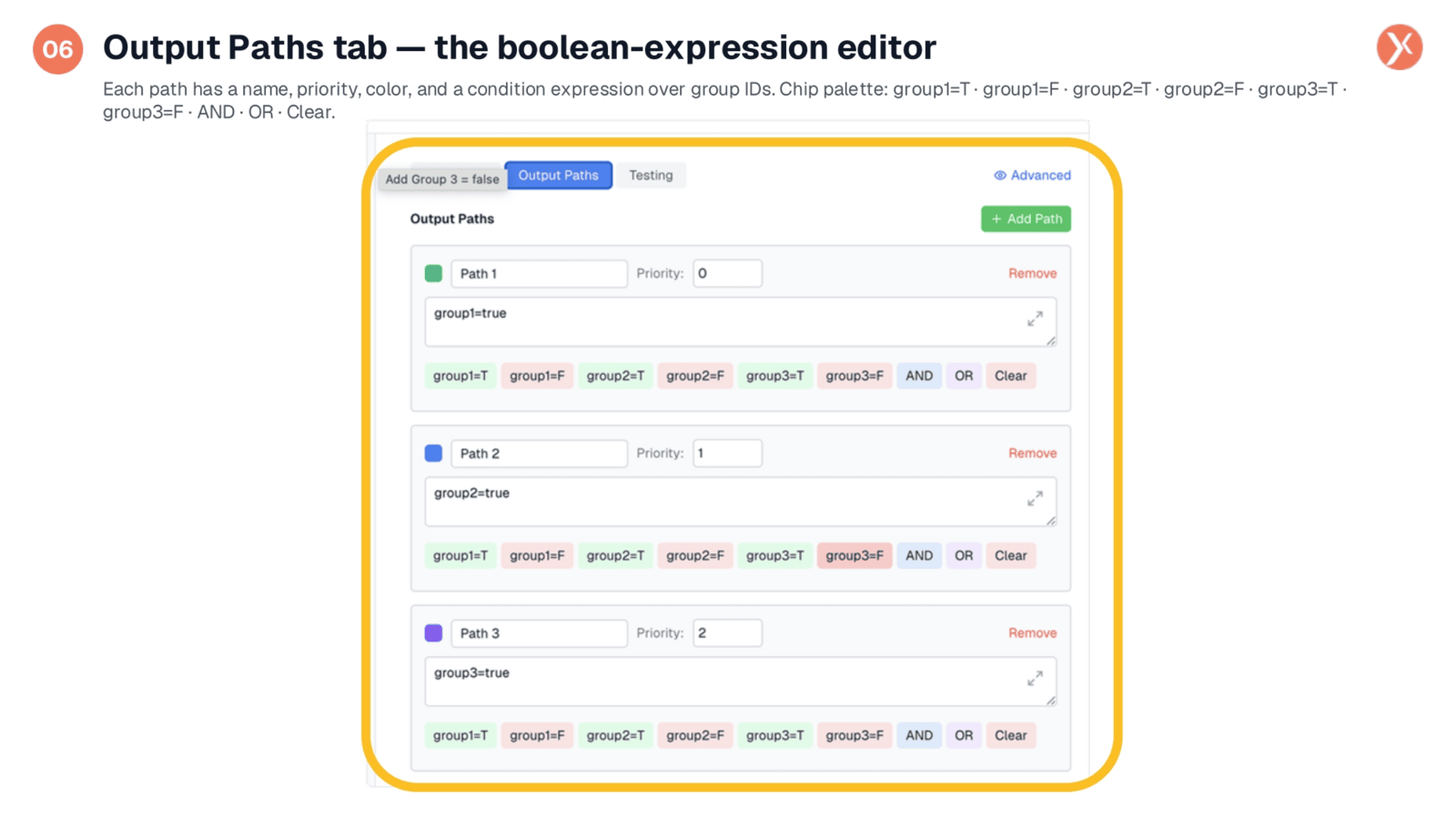 Output Paths: The Boolean Expression Editor