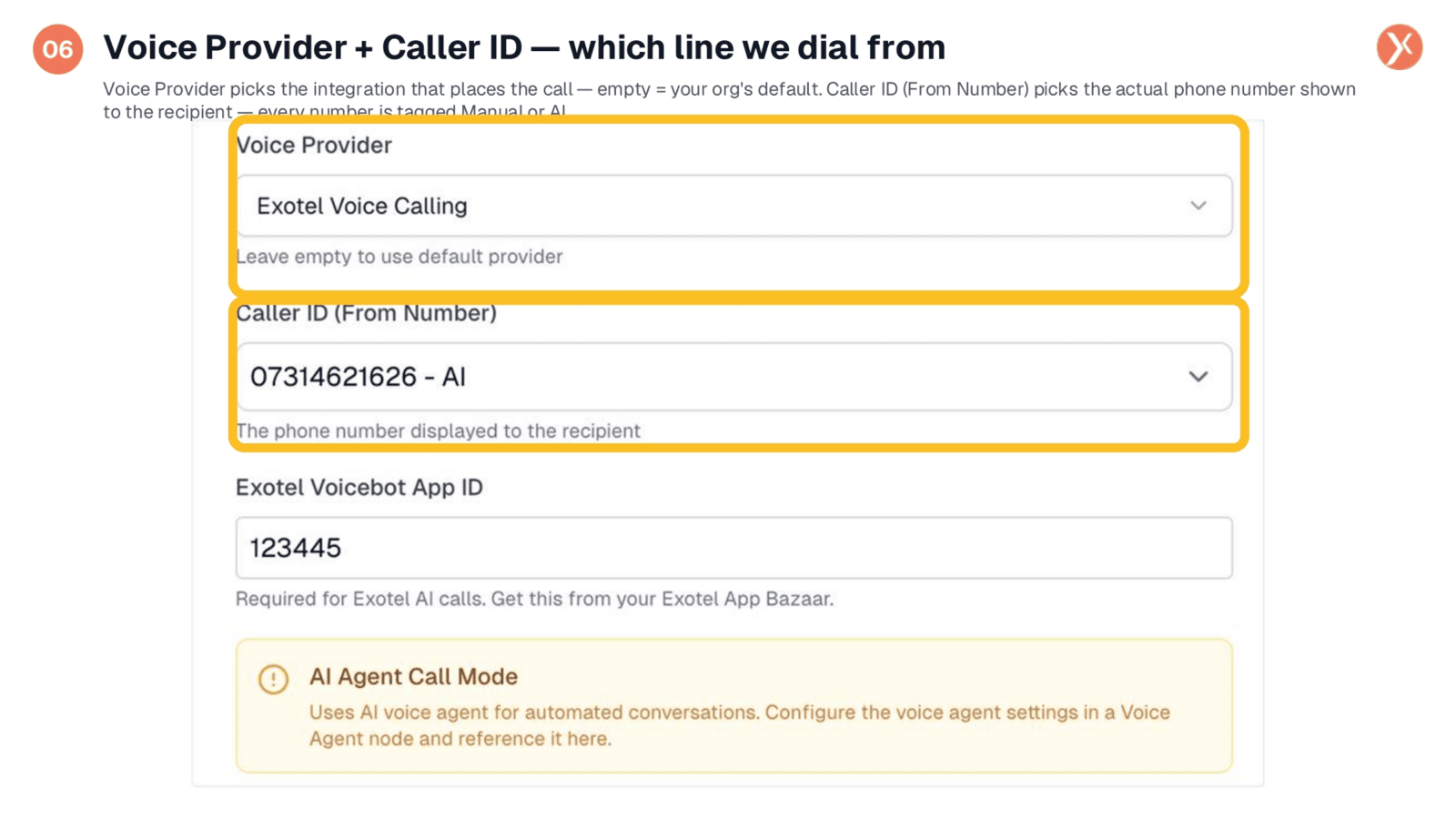 Voice Provider and Caller ID Selection