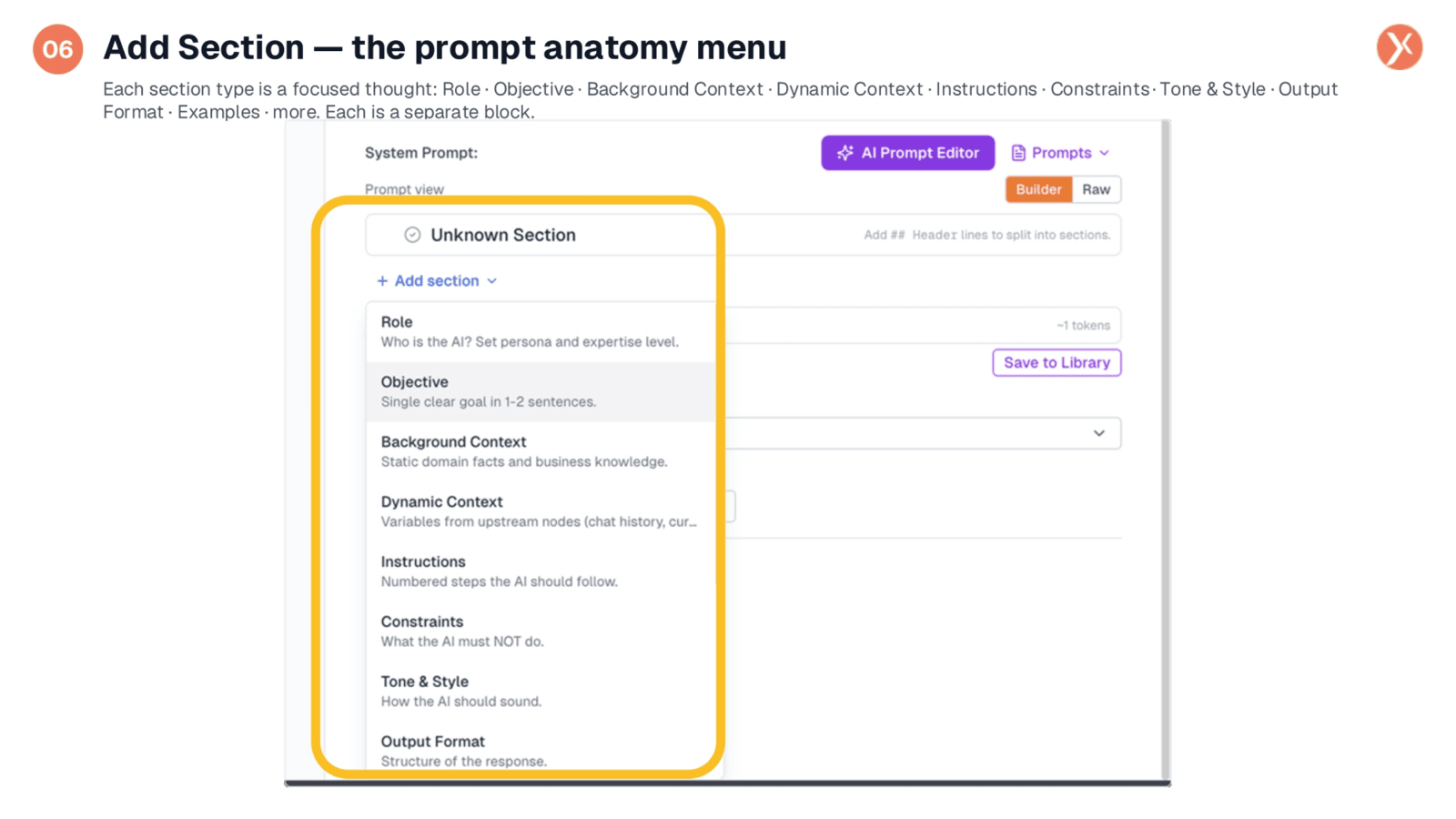 Add Section: The Prompt Anatomy Menu