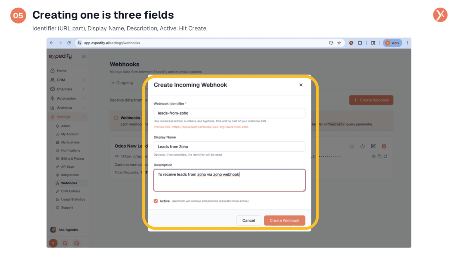 Creating a New Webhook