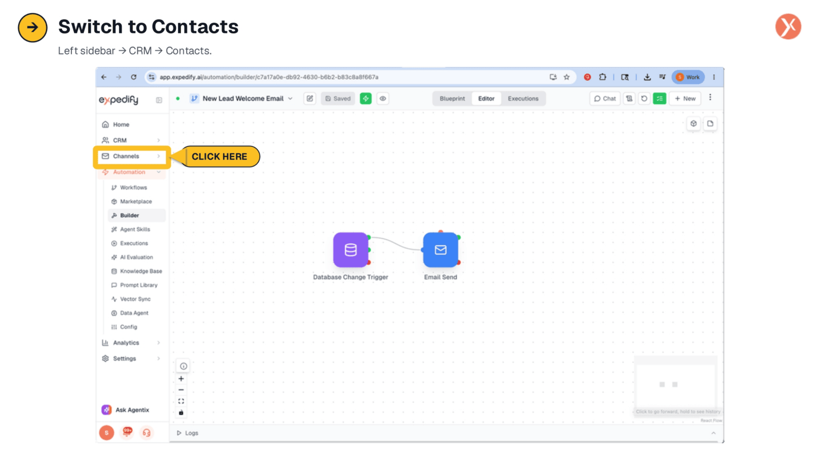 Navigating to Contacts for Testing