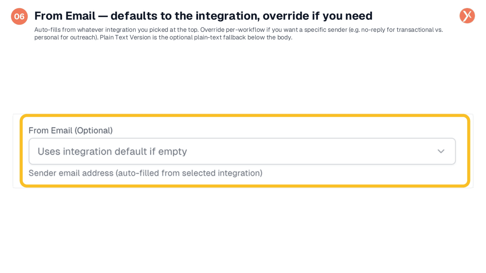 From Email and Plain Text Version Options
