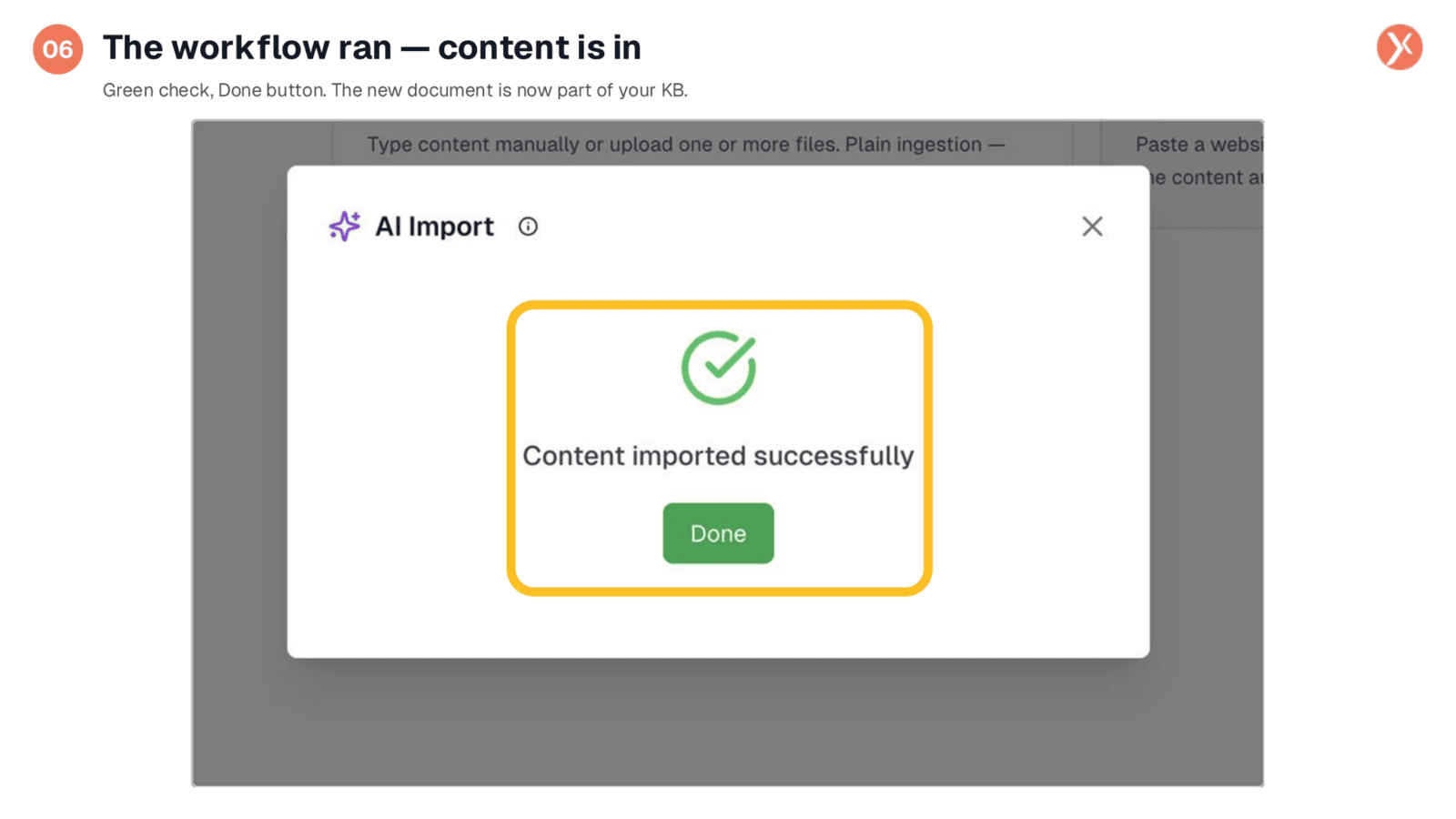 Successful Content Import Confirmation