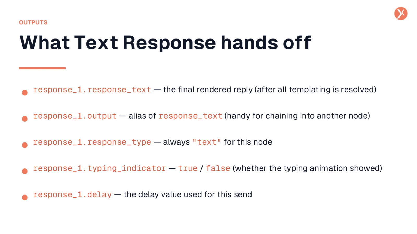Text Response Node Outputs