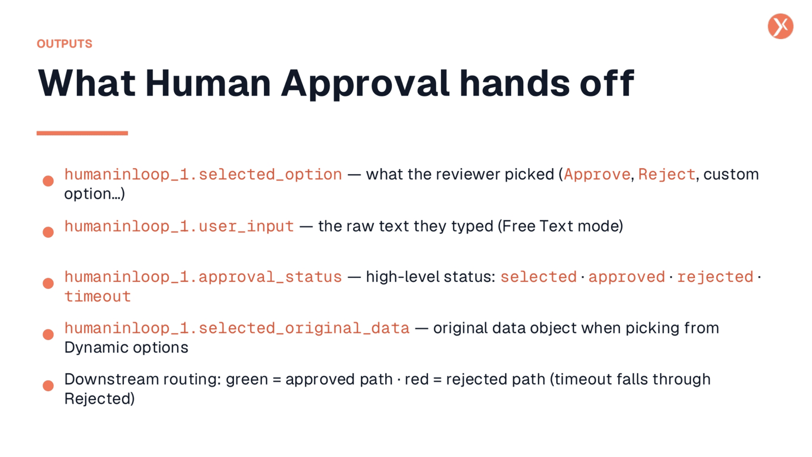 Human Approval Outputs