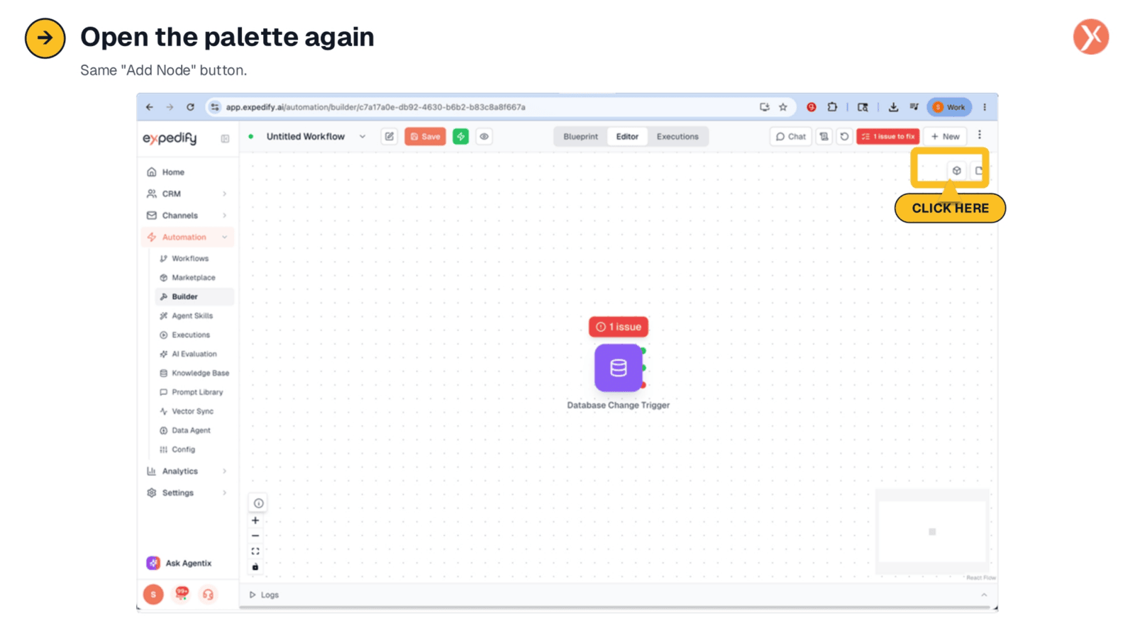 Reopening the Node Palette