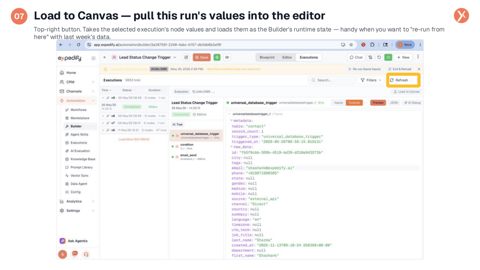 Load to Canvas: Replay Past Run Values in Editor