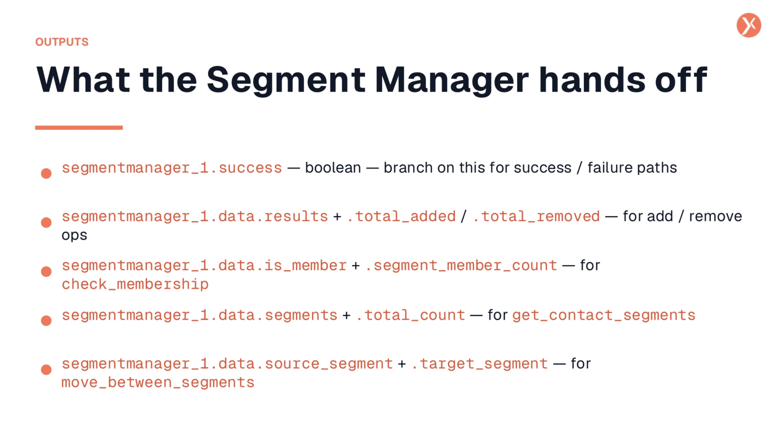 Segment Manager Outputs