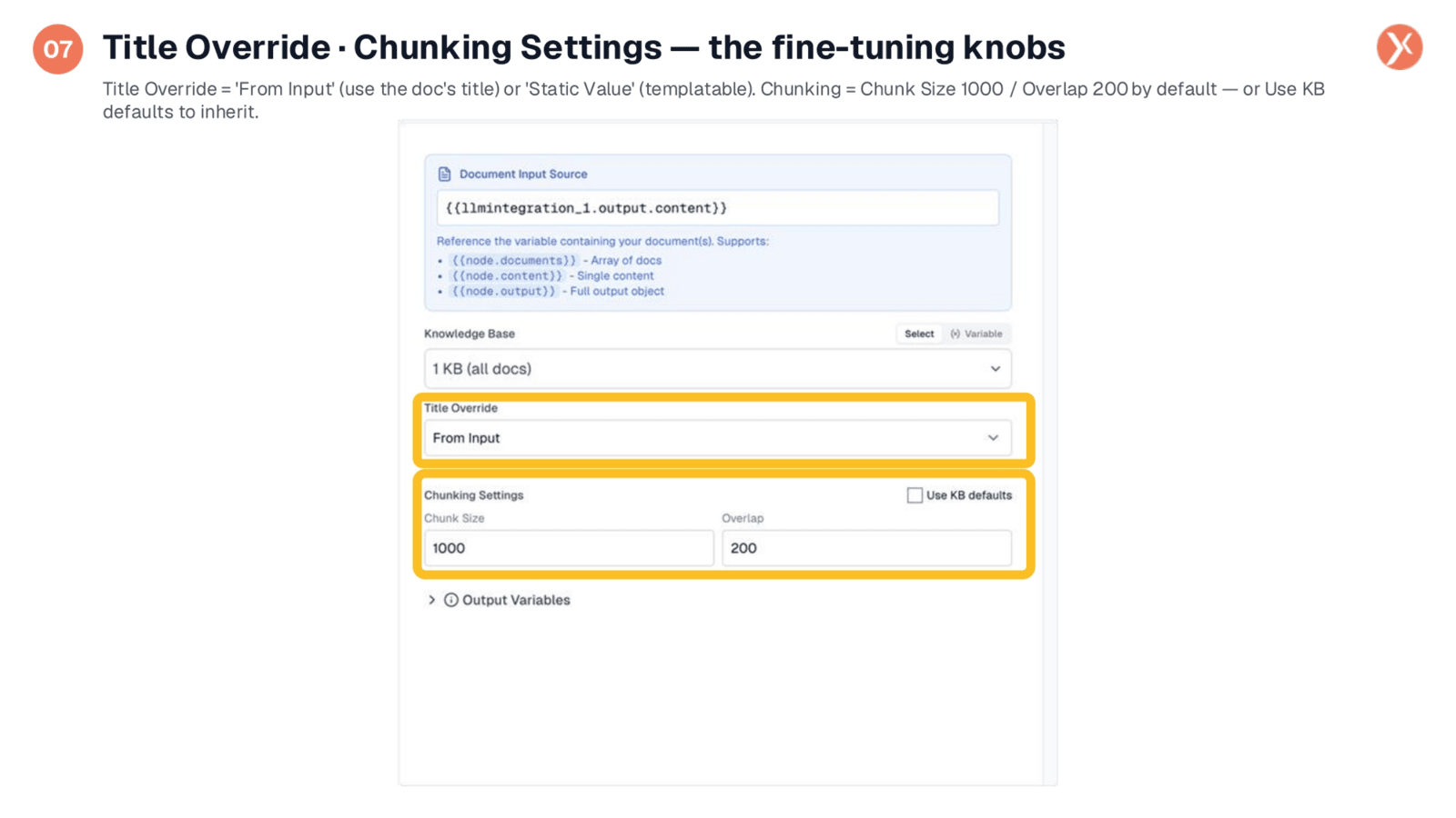 Title Override · Chunking Settings — the fine-tuning knobs