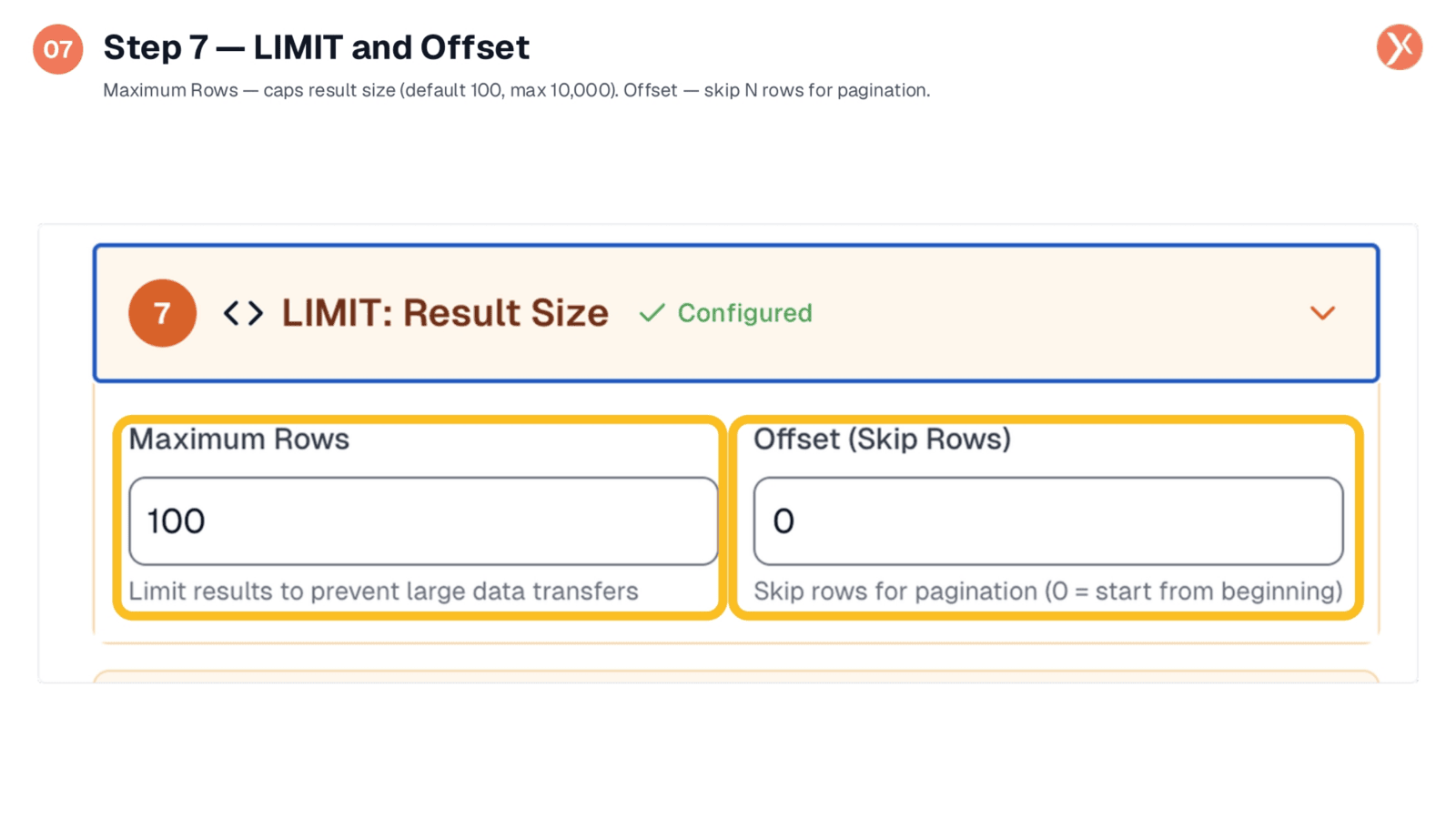 Step 7: LIMIT and Offset