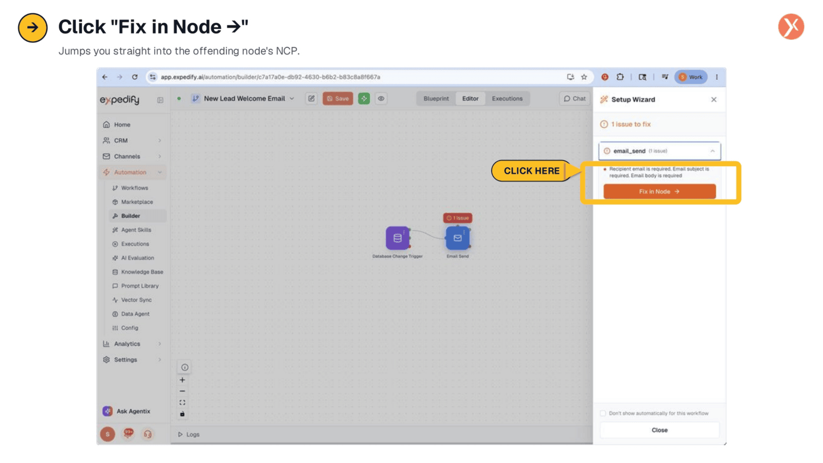 Navigating to the Node Configuration Panel