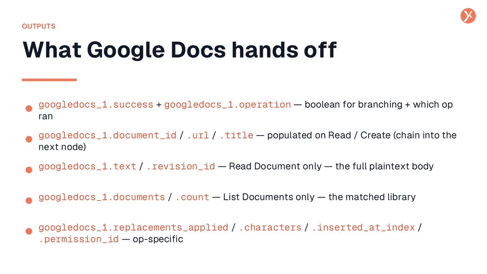 Google Docs Outputs