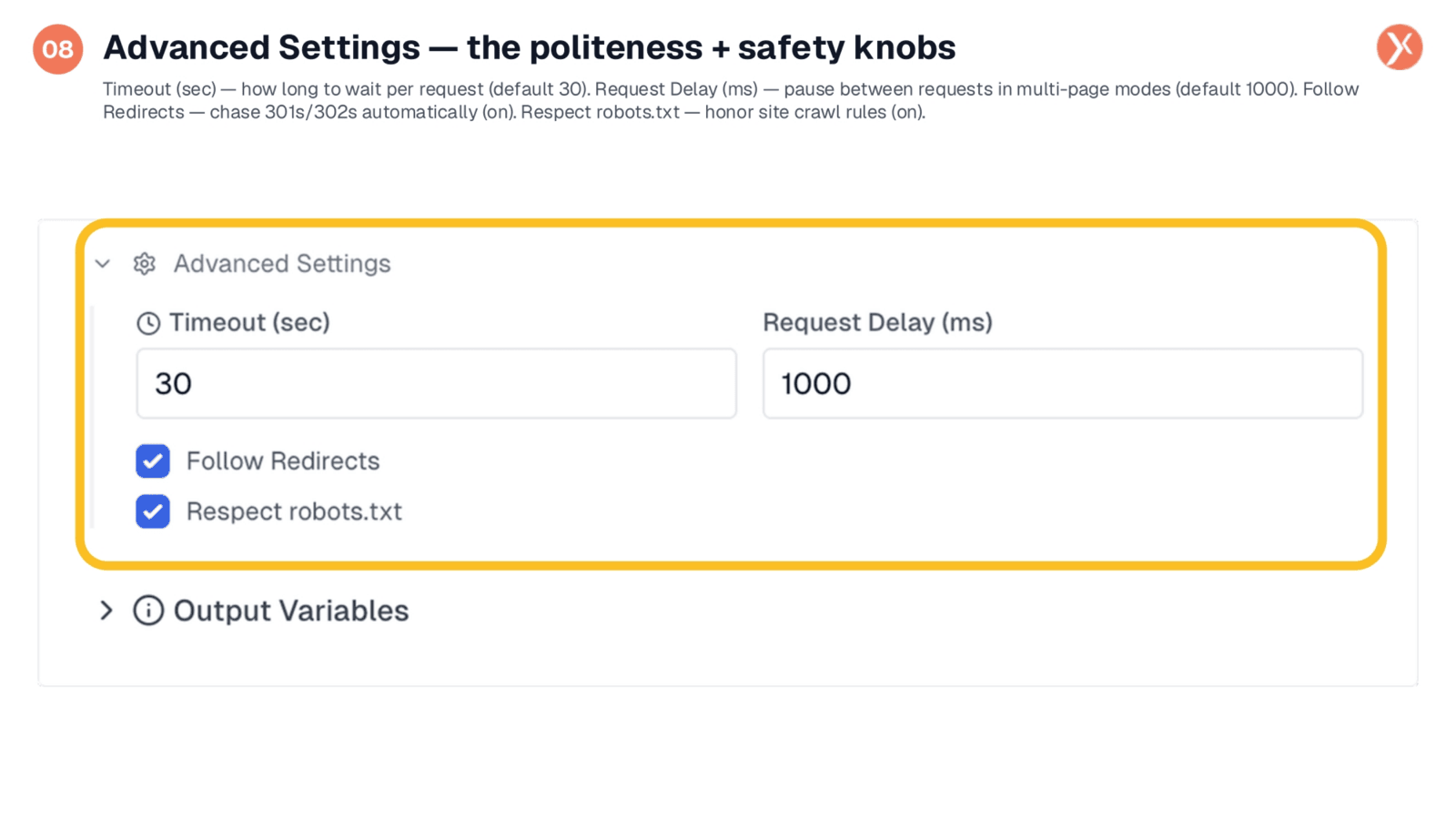 Advanced Settings: Politeness and Safety Knobs