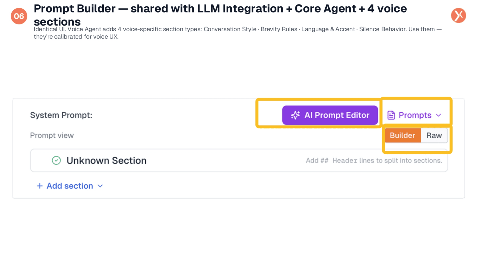 Prompt Builder: Voice-Specific Sections for Enhanced UX