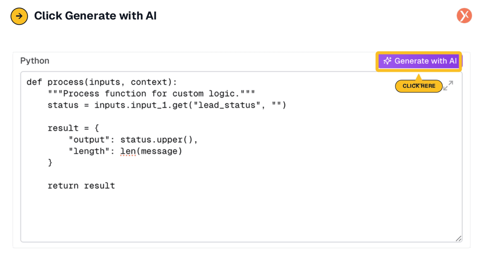 Initiating AI Code Generation