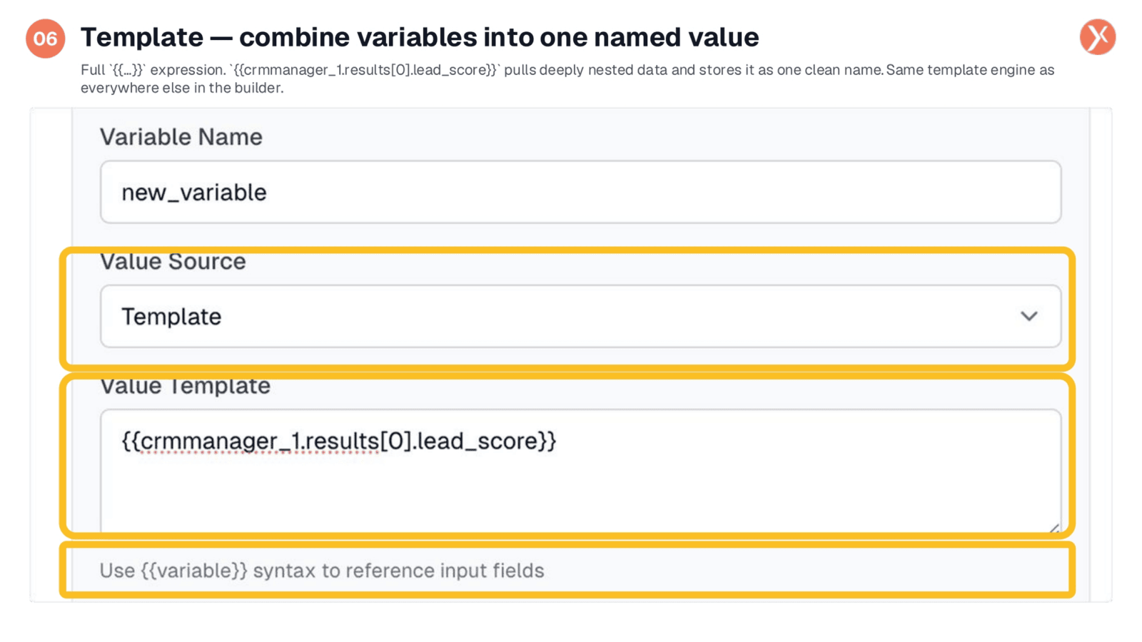 Combining Variables with Templates