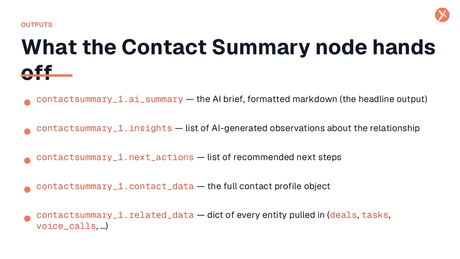 Understanding Contact Summary Node Outputs