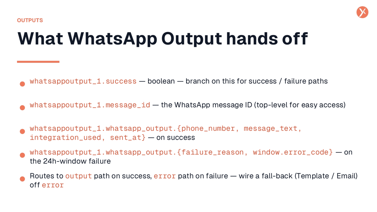 WhatsApp Output Data Handoff