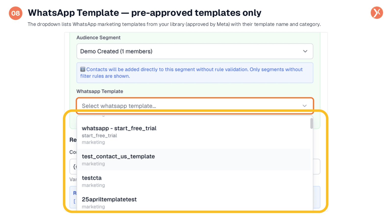 Selecting WhatsApp Templates