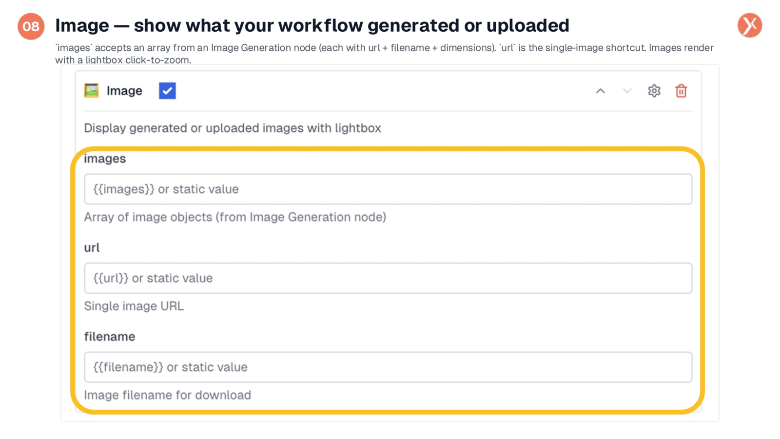 Image Component: Displaying Workflow-Generated or Uploaded Visuals
