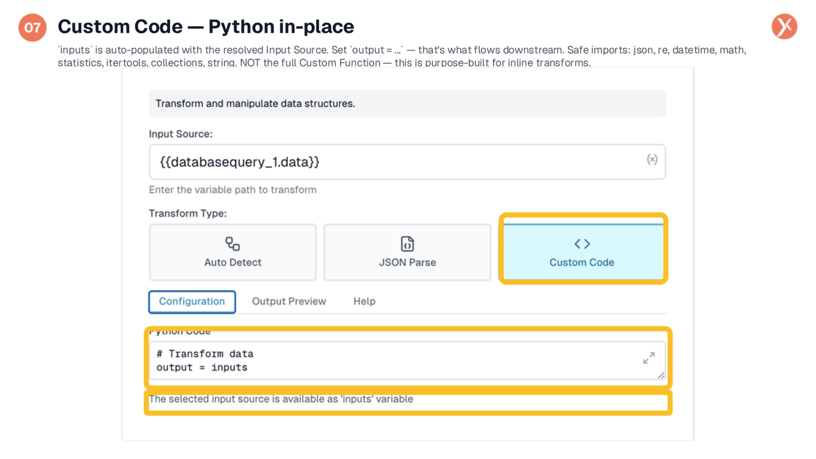 Custom Code: Python In-Place