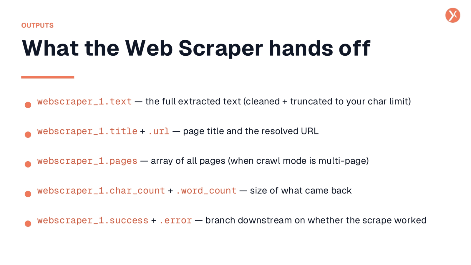 Outputs: What the Web Scraper Hands Off