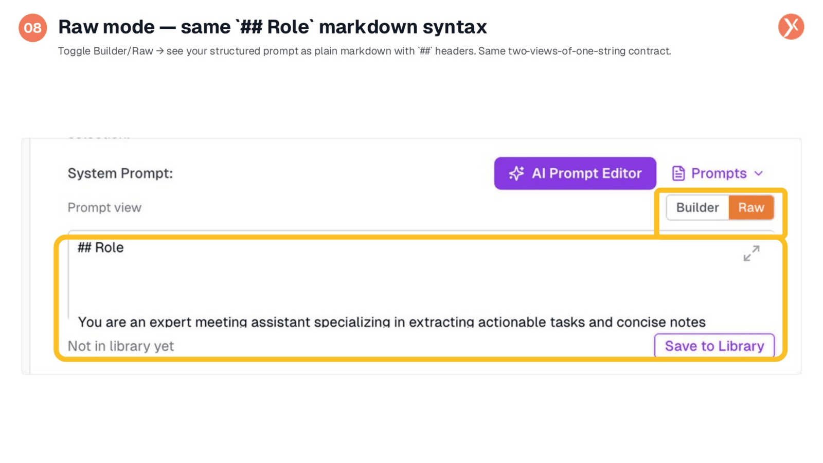 Raw Mode: Markdown Syntax for Prompts