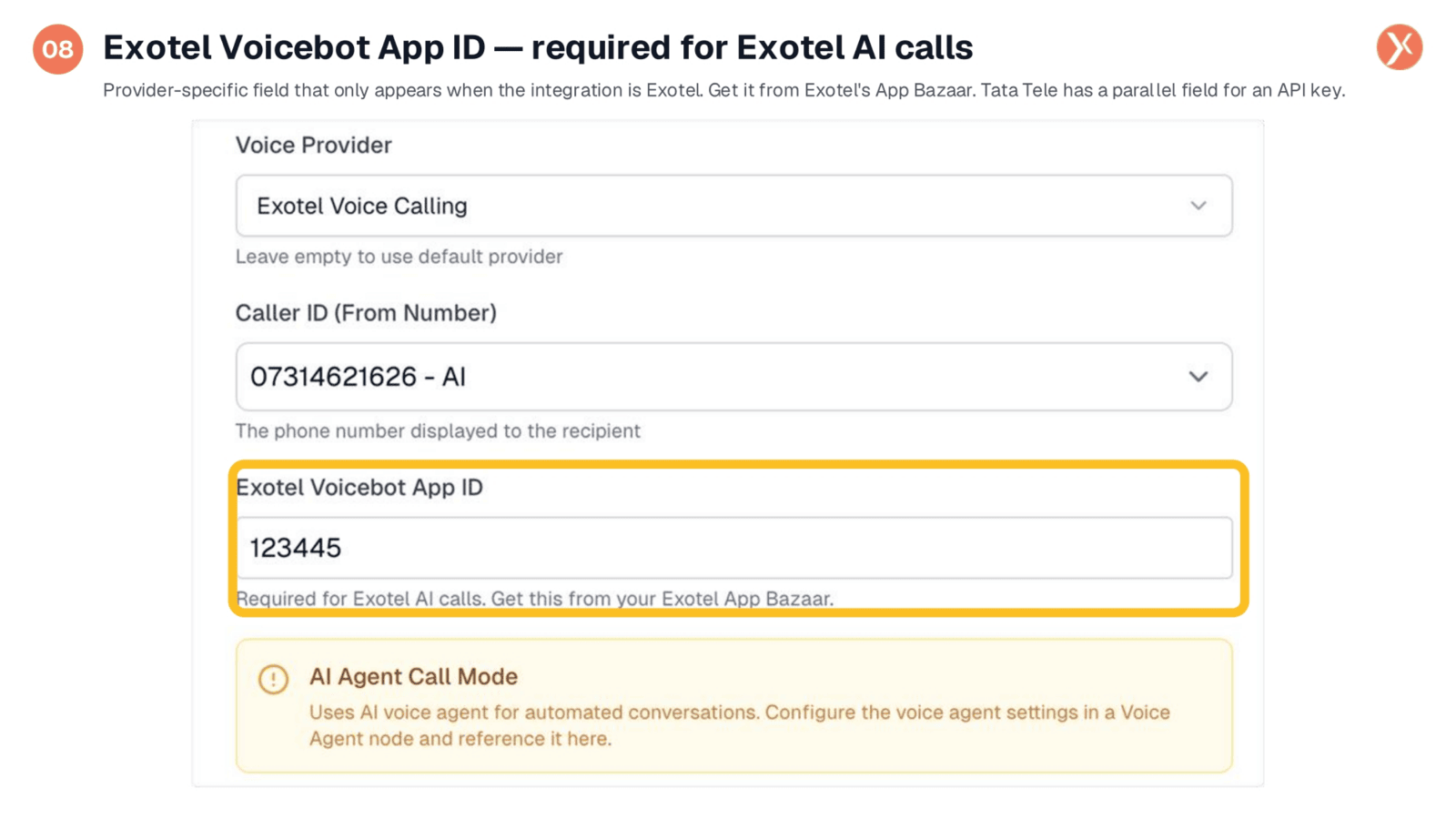 Exotel Voicebot App ID for AI Calls