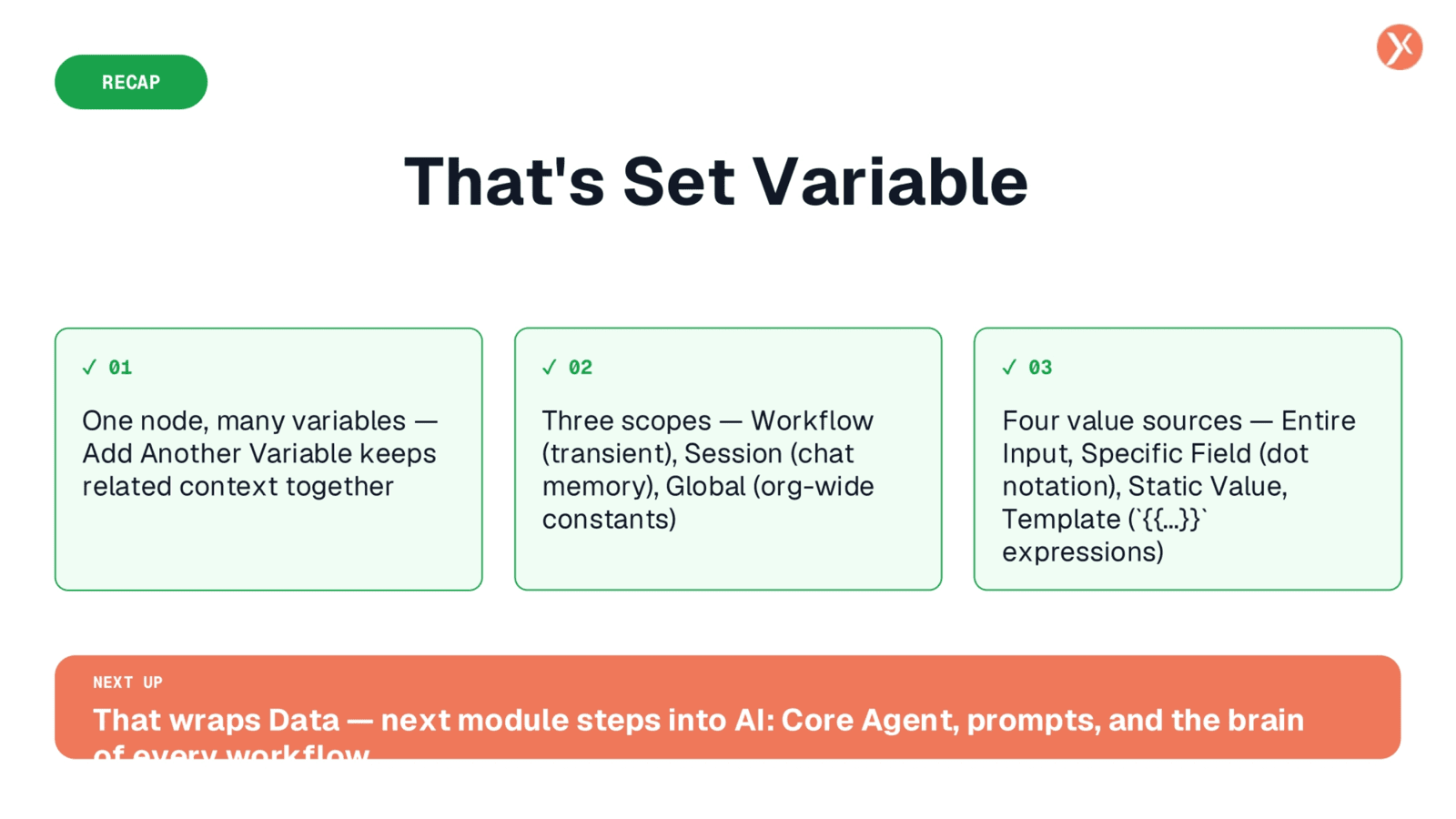 Recap: Set Variable Essentials