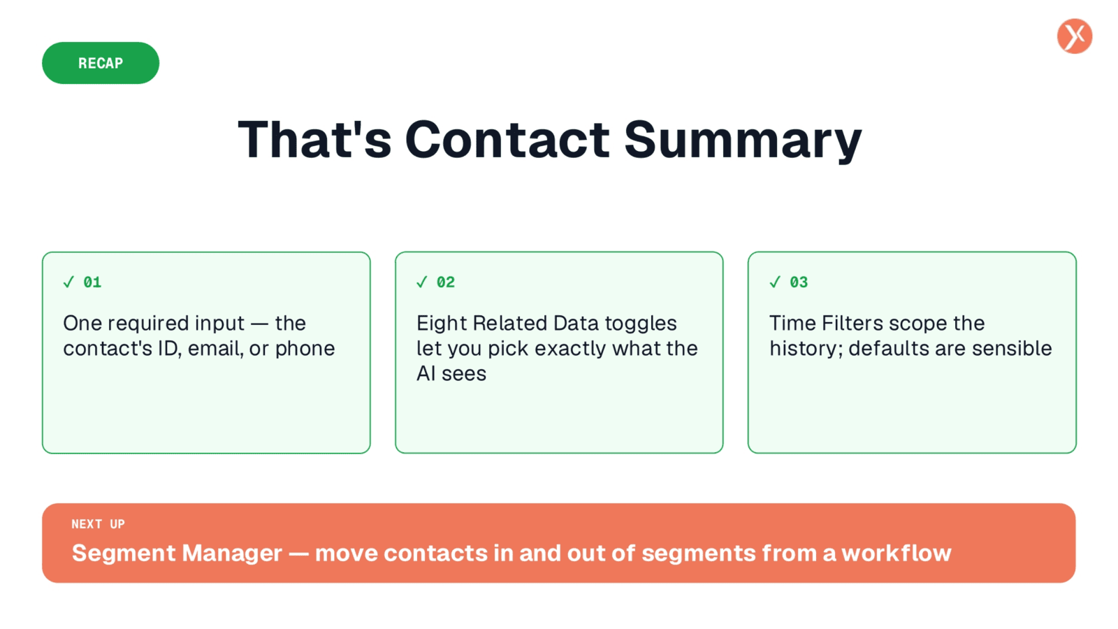Recap: Contact Summary Node
