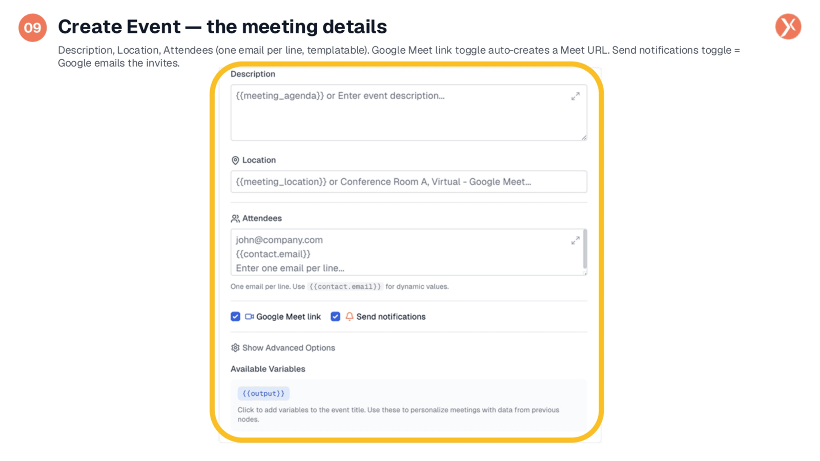 Create Event: Meeting Details