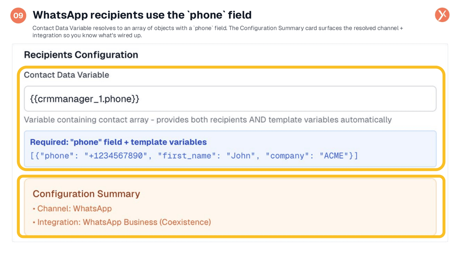 WhatsApp Recipient Configuration and Summary