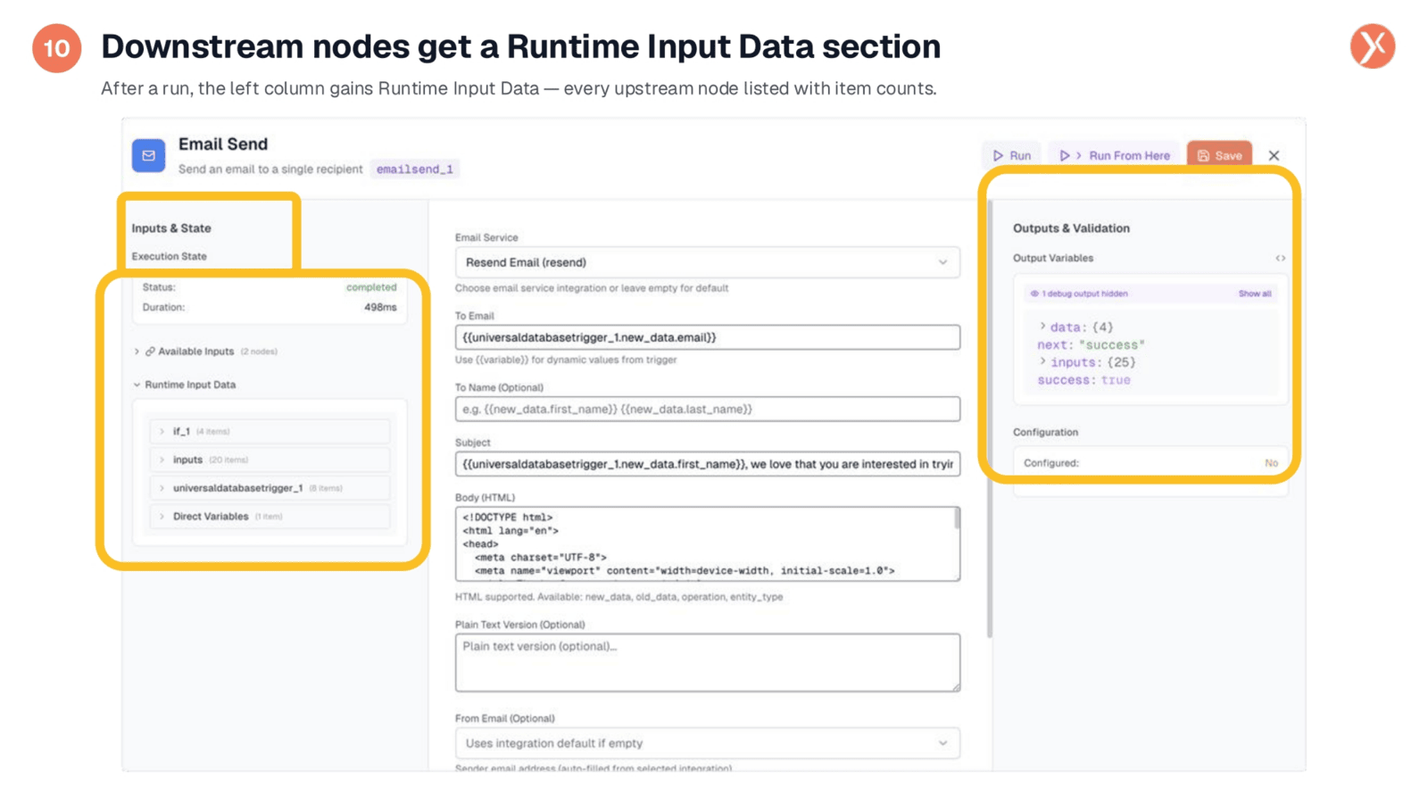 Downstream Nodes Get a Runtime Input Data Section