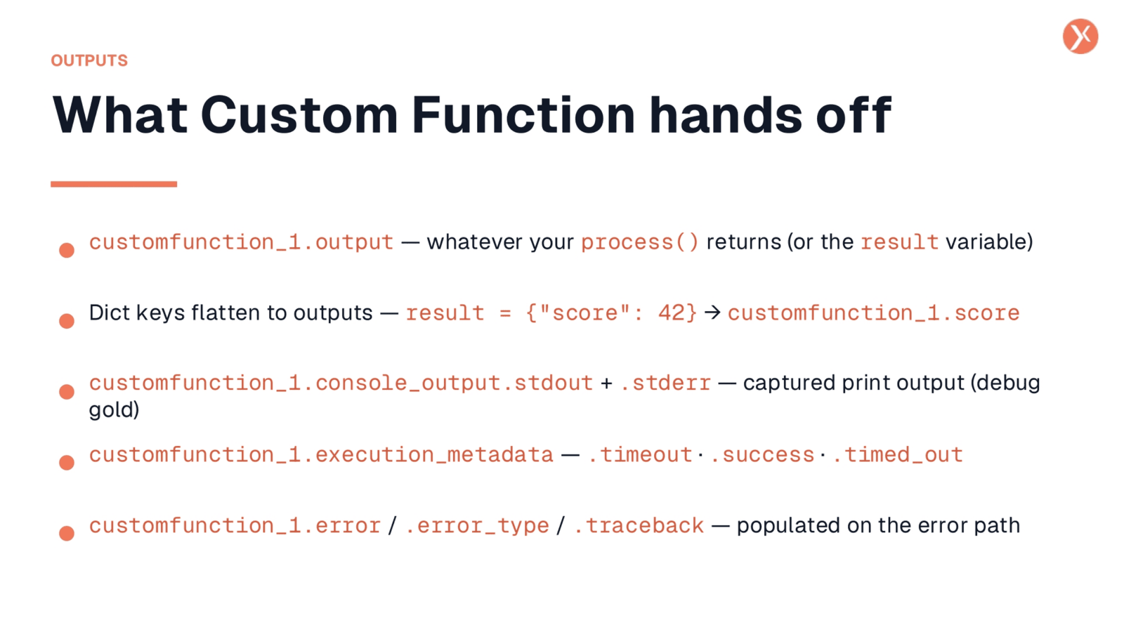 Custom Function Outputs