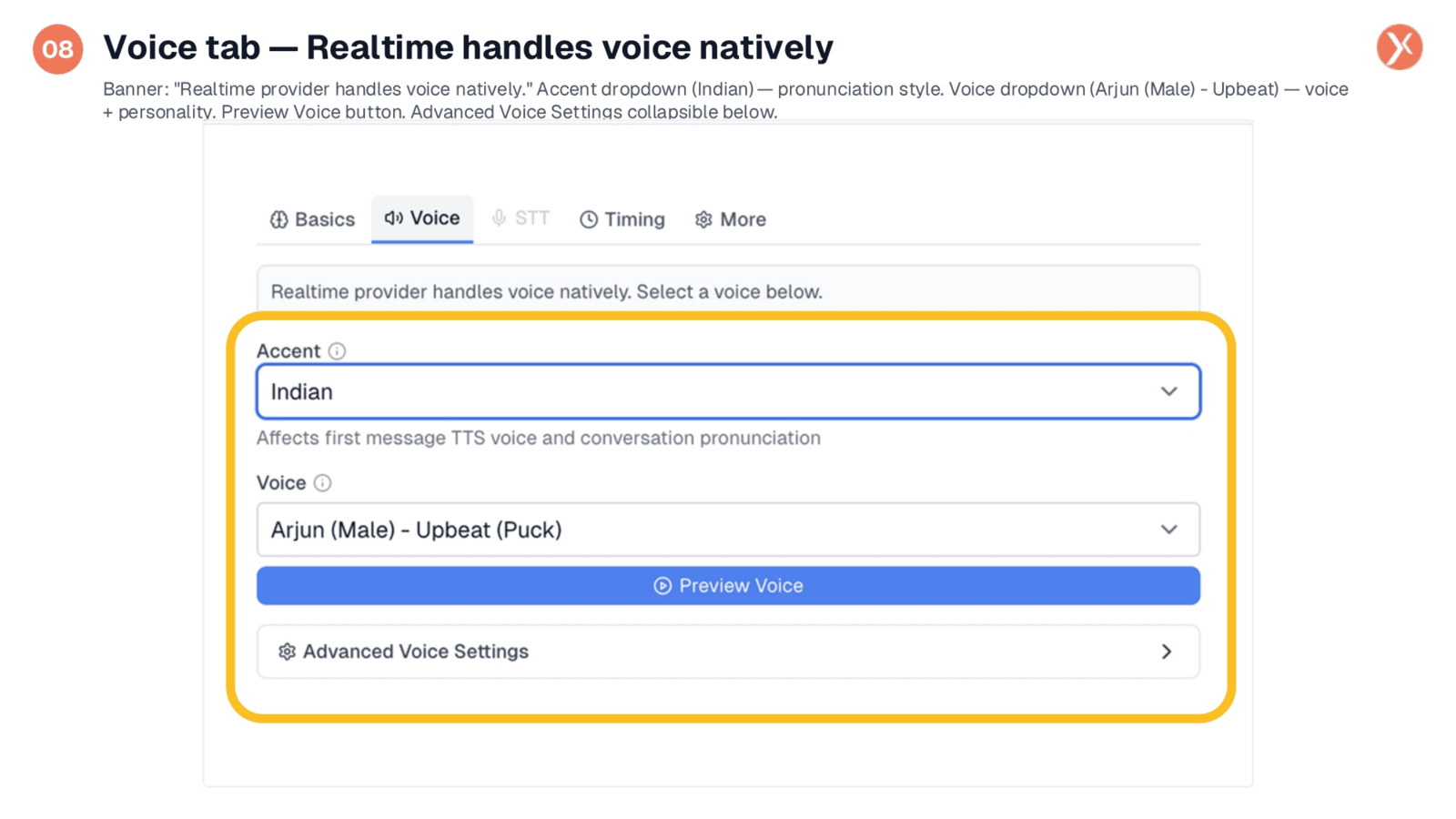 Voice Tab: Native Voice Handling by Realtime Providers