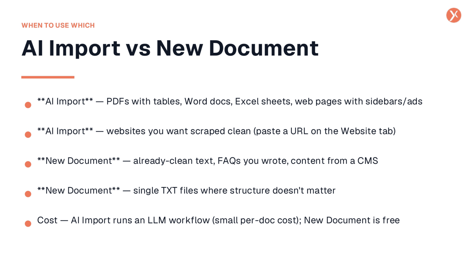 AI Import vs. New Document: When to Use Which