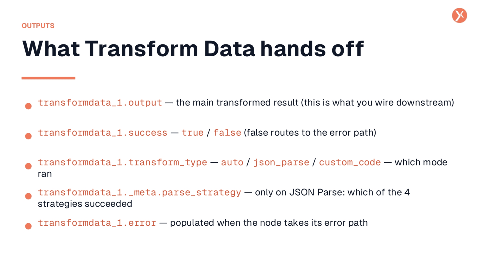 Understanding Transform Data Outputs