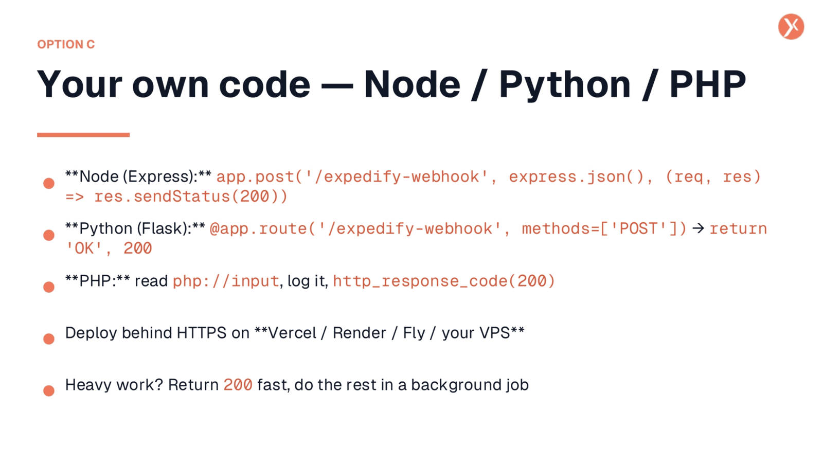 Custom Code Receiver Implementation