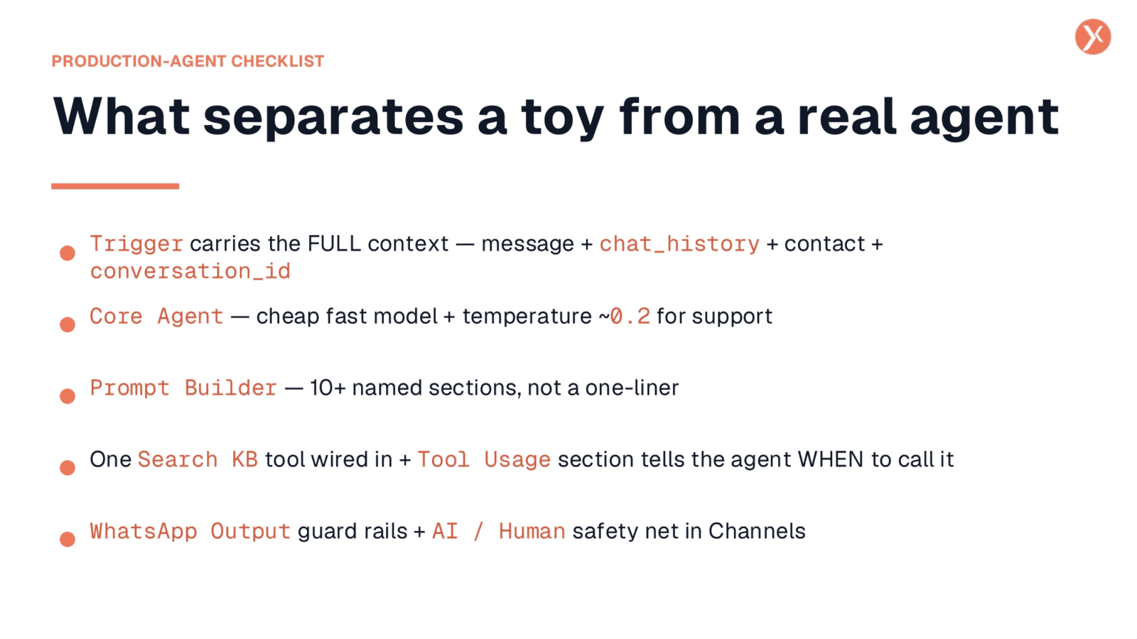 What Separates a Toy from a Real Agent