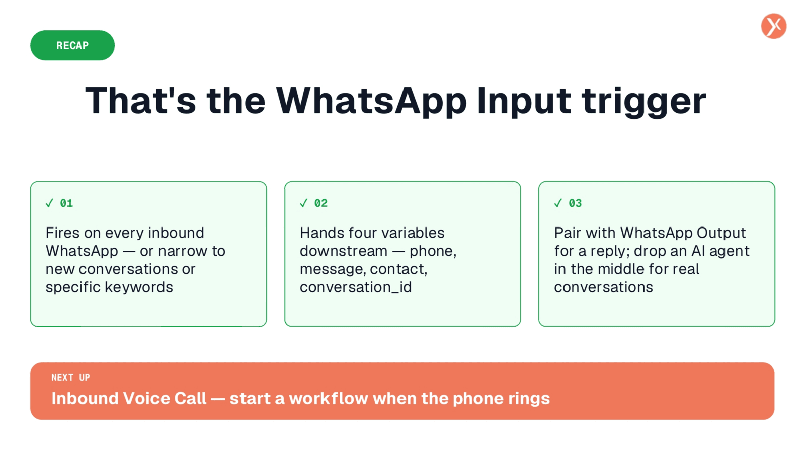 Recap: WhatsApp Input Trigger