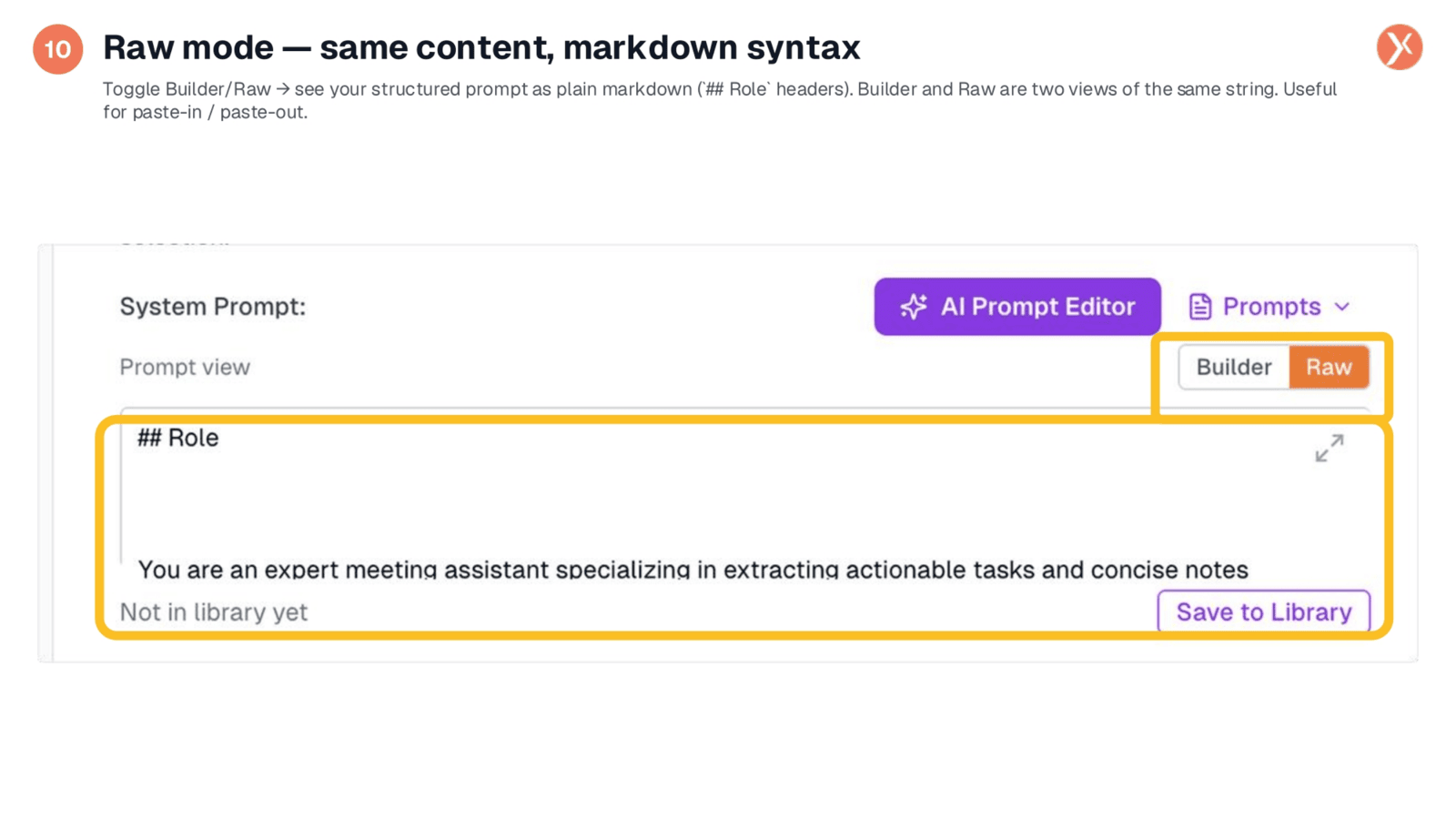 Raw Mode: Markdown Syntax for Prompt Content