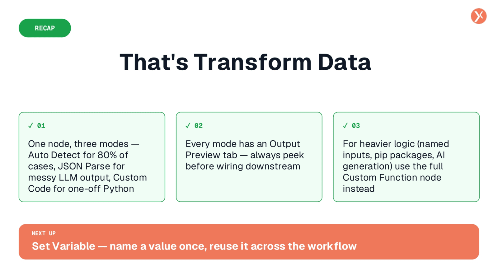 Recap: That's Transform Data