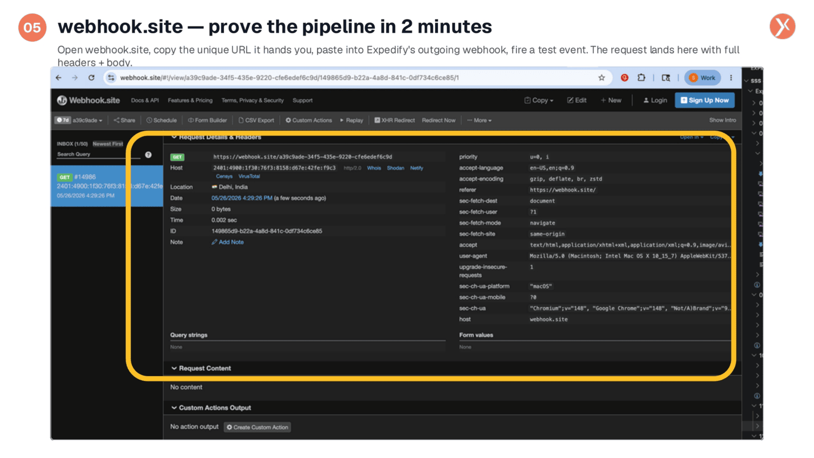 Testing the Webhook Pipeline with webhook.site