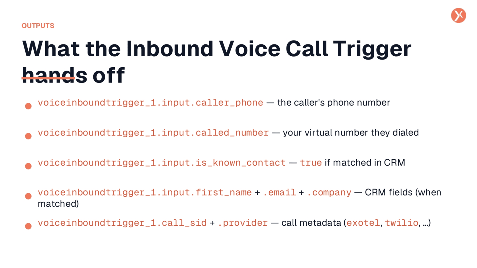 Inbound Voice Call Trigger Outputs
