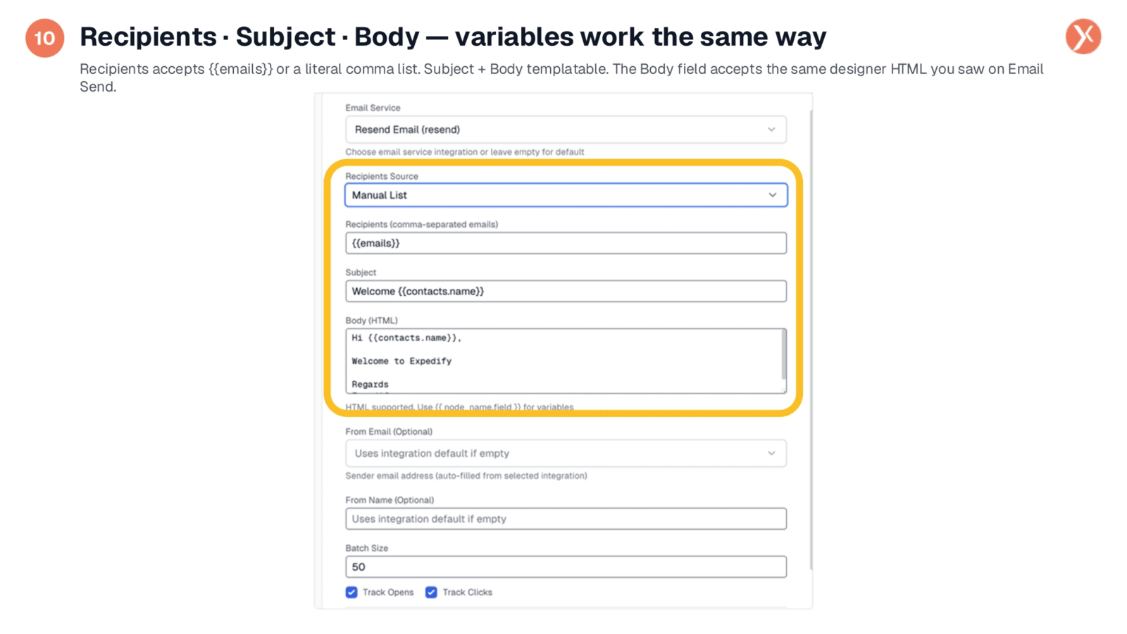 Recipients, Subject, and Body in Bulk Send