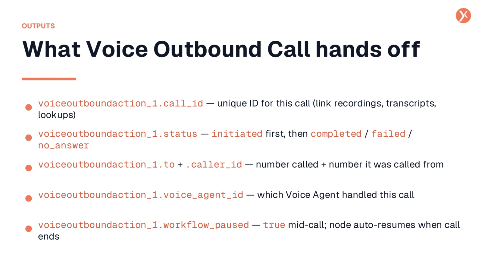Voice Outbound Call Outputs