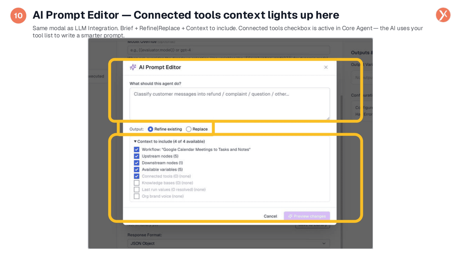 AI Prompt Editor: Connected Tools Context