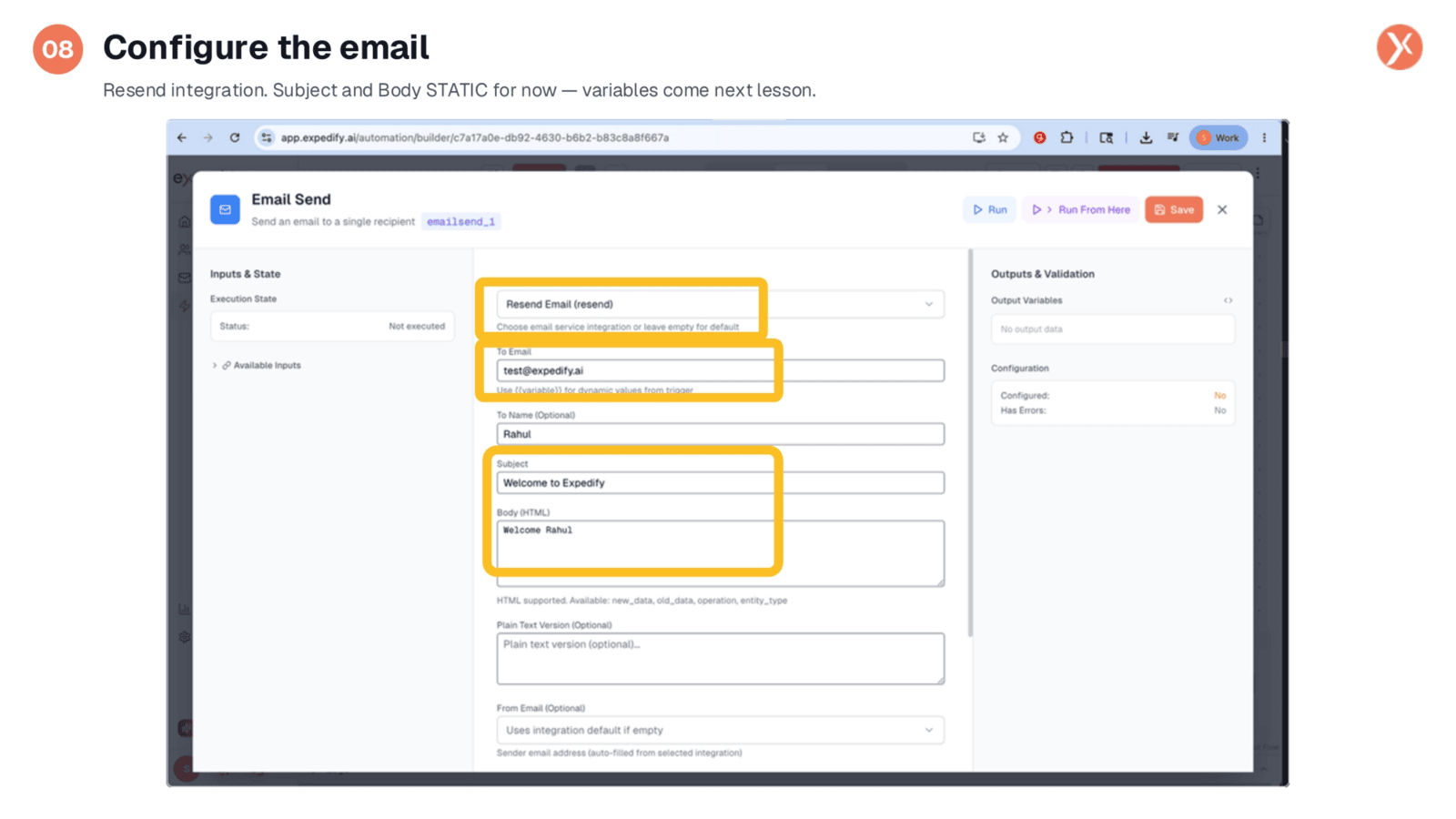 Email Configuration Details
