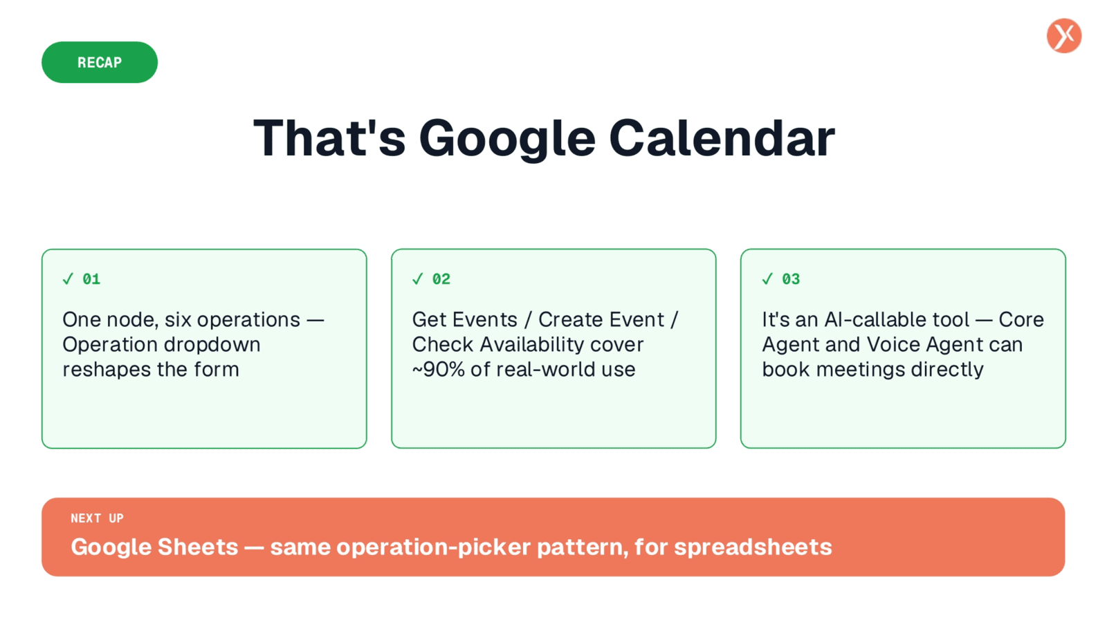 Google Calendar Node Recap