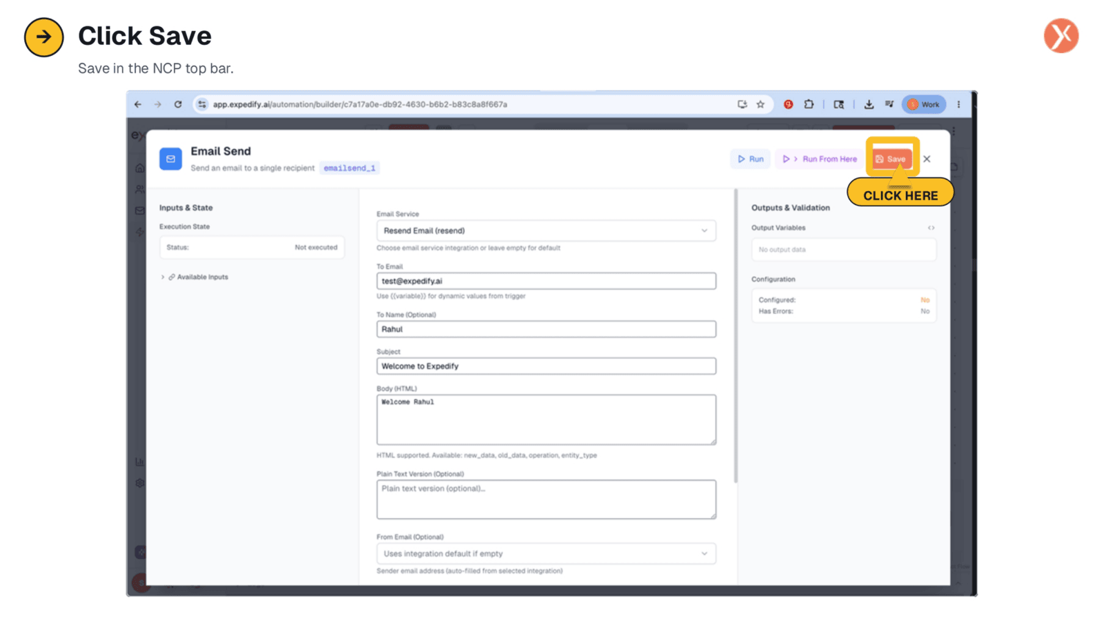 Saving Email Configuration